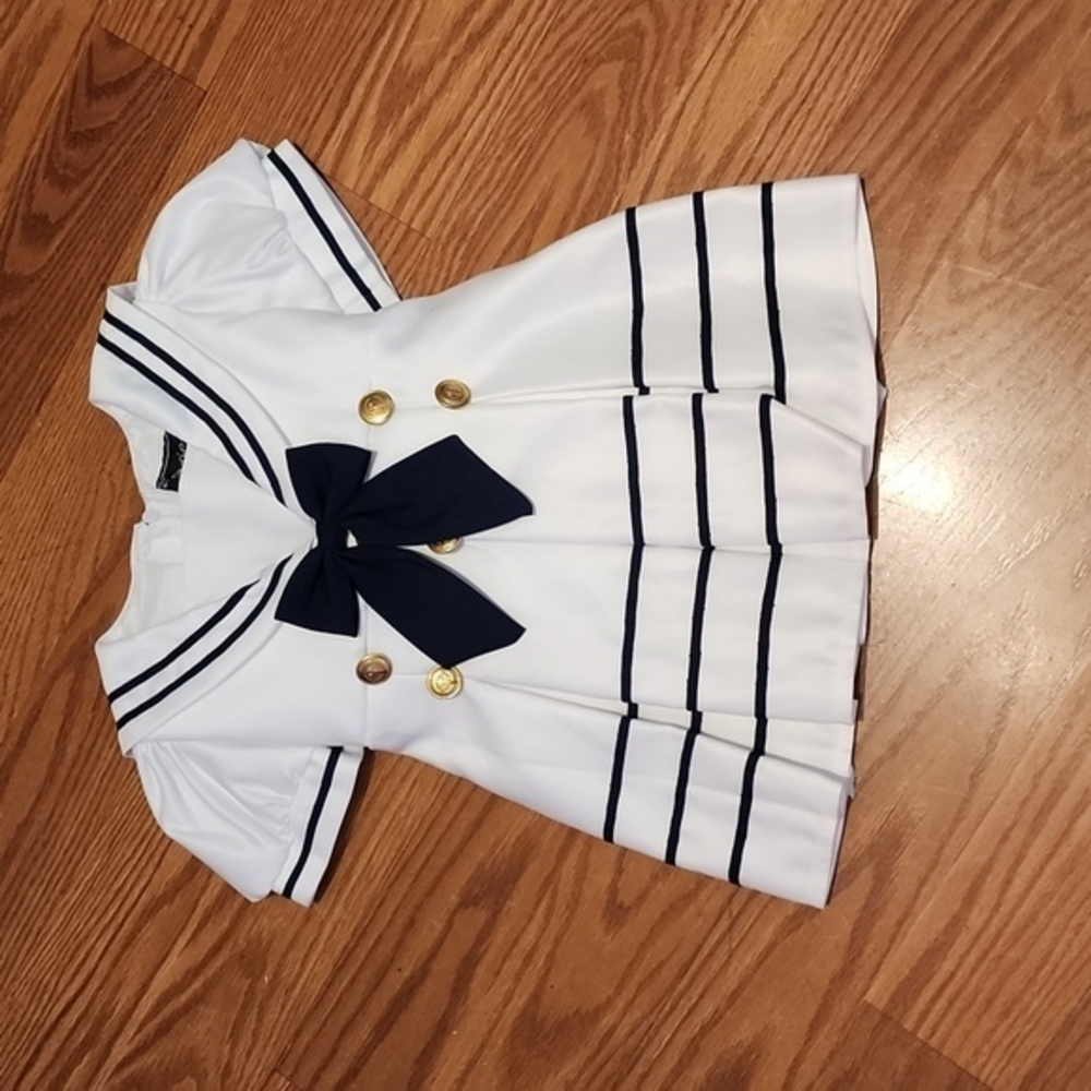 New sailor dress pageant,sports wear 6mo, fits like a 12mo